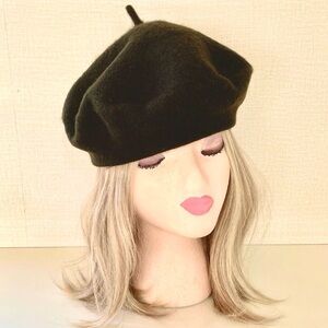 Army Olive Green, French Beret with Classic Tail at Center Top